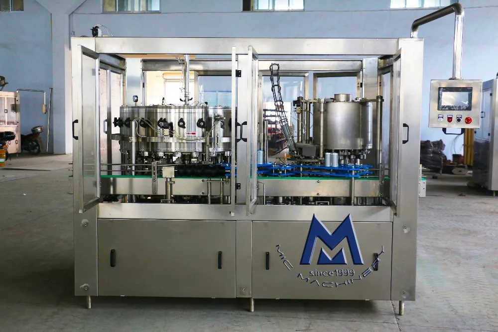 更大的节省空间的等量型 140cpm 24 头铝罐碳酸饮料灌装机