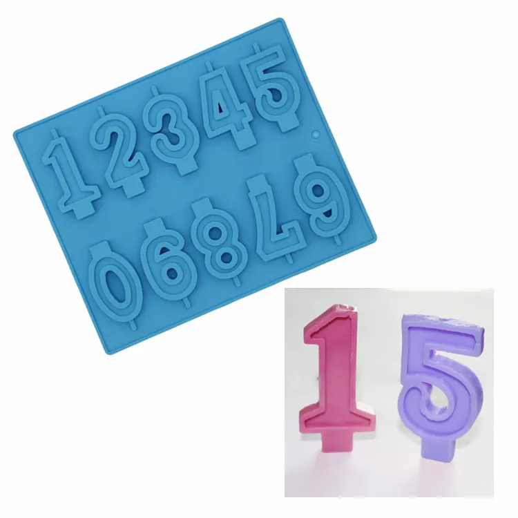 0 To 9 Silicone Cake Number Mold Food Grade Birthday Candle Chocolate Baking Number Cake Pan