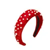 HB396 2019 New style Wholesale Handmade Fashion Pearl Hair Accessories Pure Color Velvet Sponge Headband women