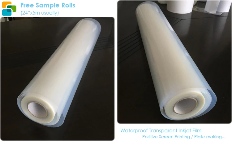 4 rolls，24"x100ft，Screen Printing Waterproof  Fast-Dry Inkjet Transparency Film 