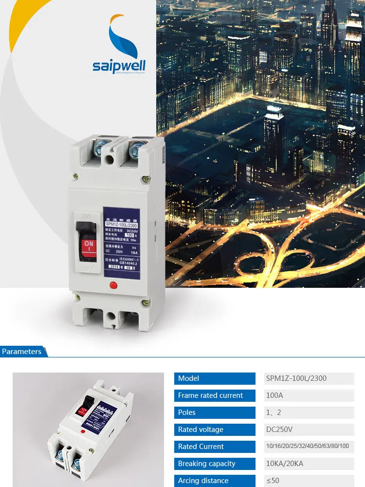 Saip/saipwell Main Switch Circuit Breakers 100a 1 Pole (sp1mz100l2300