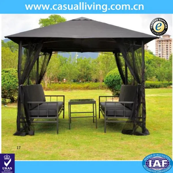 Metal Gazebo With Netting Tent Privacy Curtains Steel Frames Cover