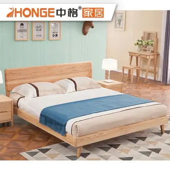 Home Latest Double Simple Wooden Bed Design Furniture Bedroom