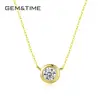 GEM&TIME 14K Real Gold Pendant Chain Necklace Single 1 Cart Cubic Zirconia Girls Jewelry
