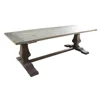 Natural rustic rectangular salvaged trestle reclaimed wood dining table