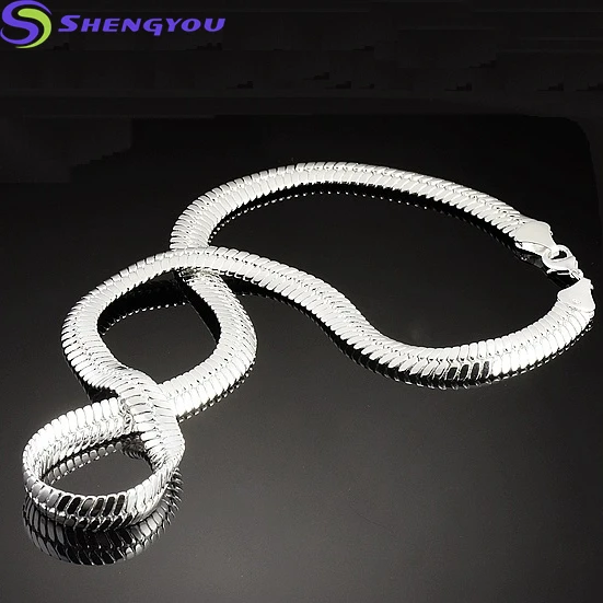925 Silver Jewelry Fashion Smooth Snake Bone Silver Jewelry Chain Necklace