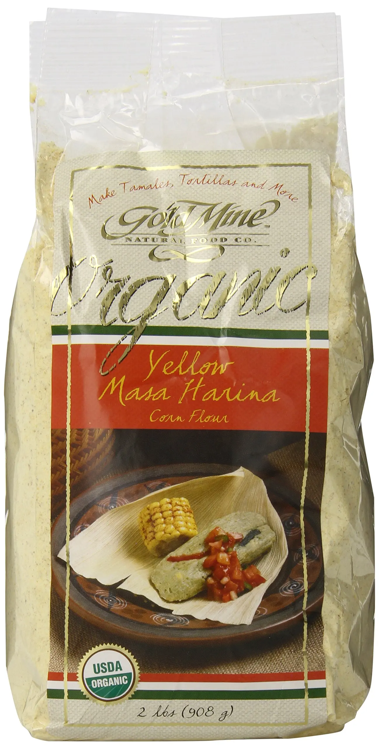 Gold Mine Organic Masa Harina Corn Flour, Yellow, 2 Pound