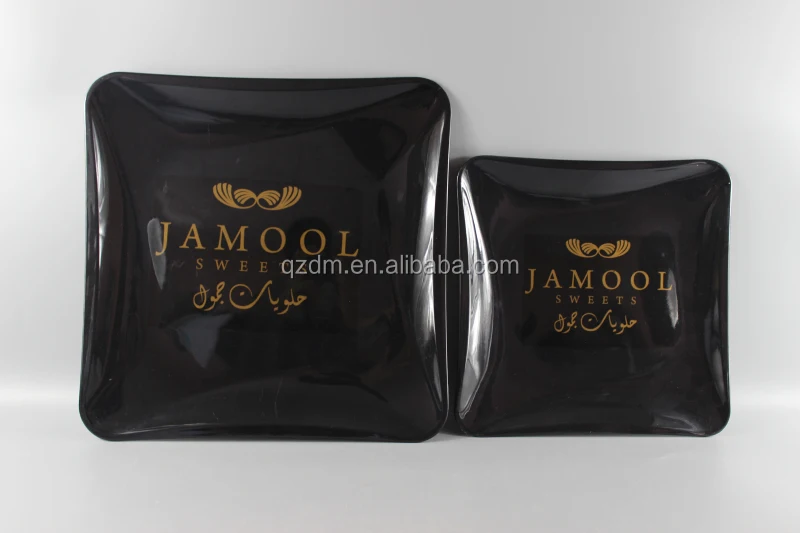 Black Plastic dinner plate Embossment deep dishes