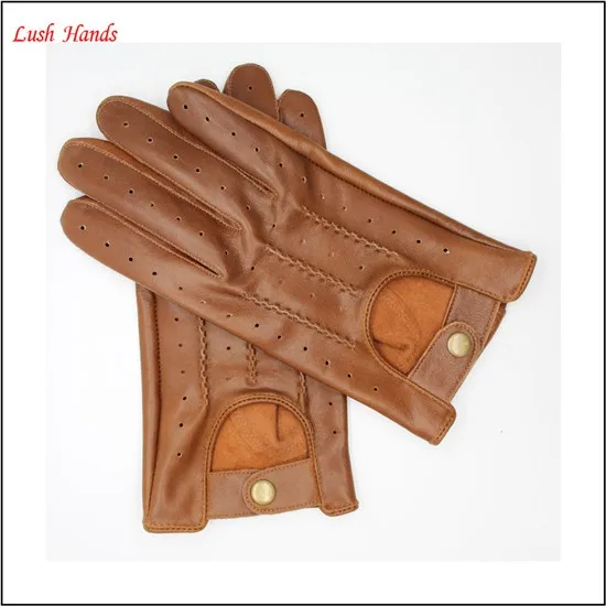 2017 men's fashion drving brown sheepskin leather gloves with Chinese manufactory price
