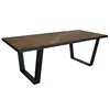 Wholesale iron base reclaimed elm top rectangular flat pack rustic wood industrial dining table