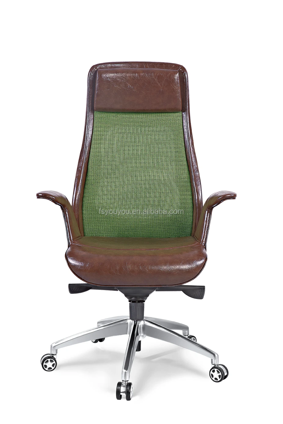 Black Leather With Mesh Office Chair Ergonomic Executive Upholstered