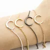 Copper Brass Half Moon Charm Bangles Bracelet Minimalist Jewelry 4 Colours Girls Accessories