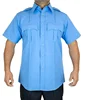Factory price OEM 100% Polyester Short-Sleeve Men's Uniform Shirt Light Blue For Guard Security