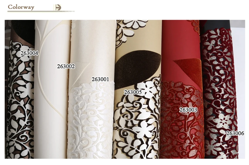 Flocked Non-woven Korean Wallpapers Flower Bedroom Wallpaper