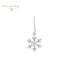 ODM OEM custom jewellery classic winter christmas snowflake white gold S925 sterling silver prong setting earrings for ladies