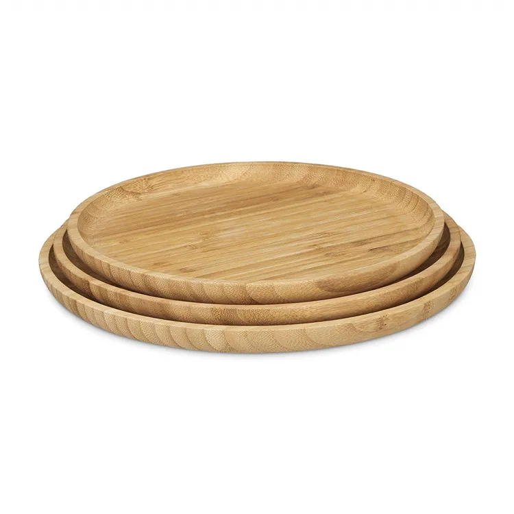 Best Sale Bamboo Round Eating Serving Dishes Tray Set Buy Serving
