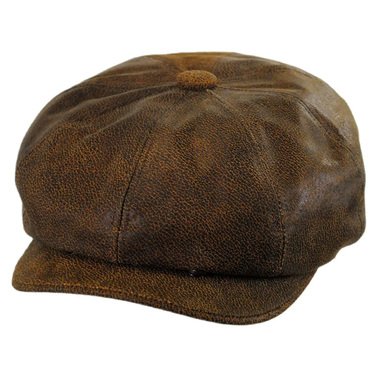 stetson burney leather newsboy cap