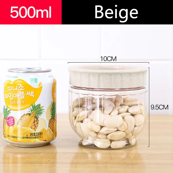 500ml 16oz Plastic Food Storage Container Clear Pet Empty Round Sealed Wide Mouth Jar with Lid for Cookie Honey Spice