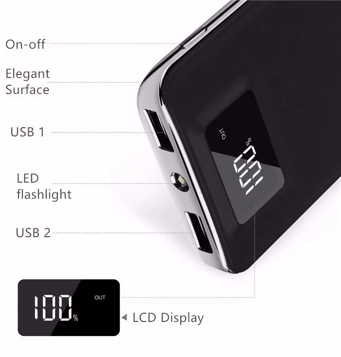 2018 New Arrival High Capacity K11 20000mah Power Bank LCD Screen powerbank for Iphone 8 7 X Plus XS XR for Samsung - ANKUX.COM