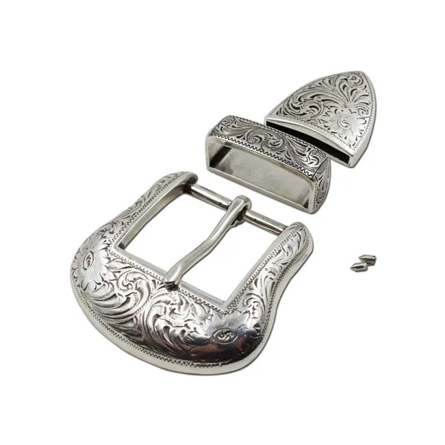 silver engraved belt buckle
