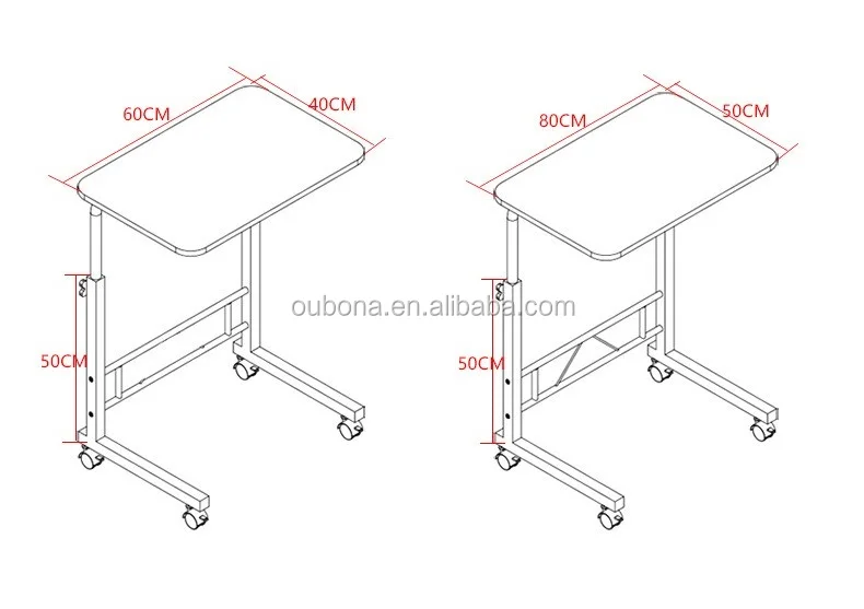 Wooden Laptop Table Height Adjustable Notebook Desk With 4 Casters