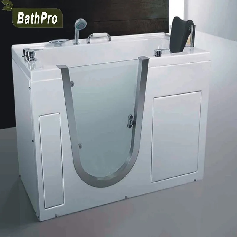 Glass Door Water Massage Whirlpool Walk In Bathtub With Shower