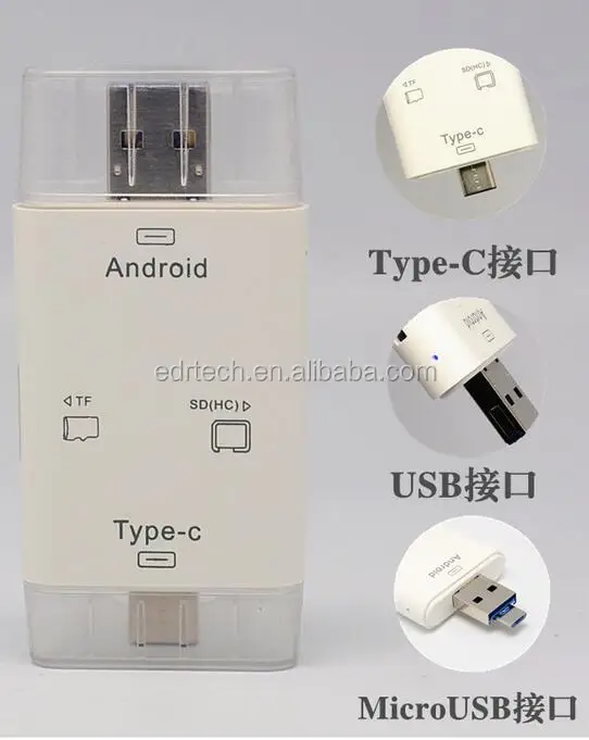 3 in 1 OTG smart card reader support SD TF mobile card reader - ANKUX.COM