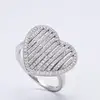 Valentines Heart shaped pure sterling 925 silver with mic electroplated micro pave rings