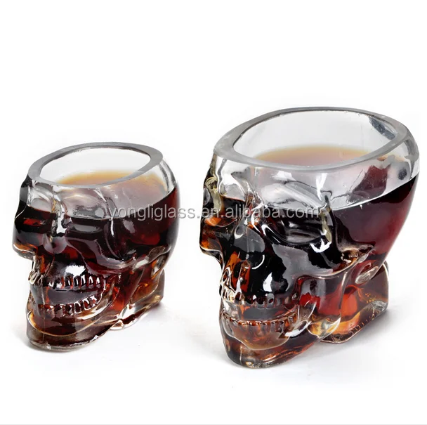 Lead free crystal skull shot glass ,crystal skull beer glass