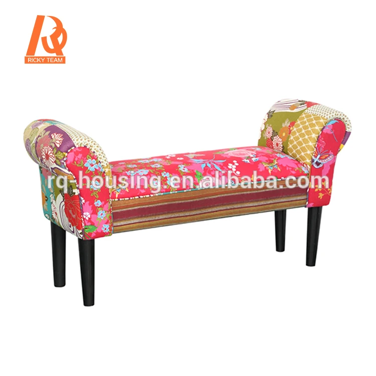 Modern Style Most Popular Patchwork Fabric Bench Sofa Long Sofa Seat Buy Patchwork Fabric Bench Sofa Modern Style Long Sofa Seat Most Popular Long