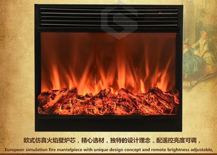 Electric Fireplace Insert With Remote Control Glass View Log Flame