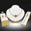 Gold dubai jewellery sets wedding ruby crystal jewelry set