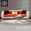 2 seater furniture living room sectional sofa set modern big American style orange and white leather or fabric tufted sofa