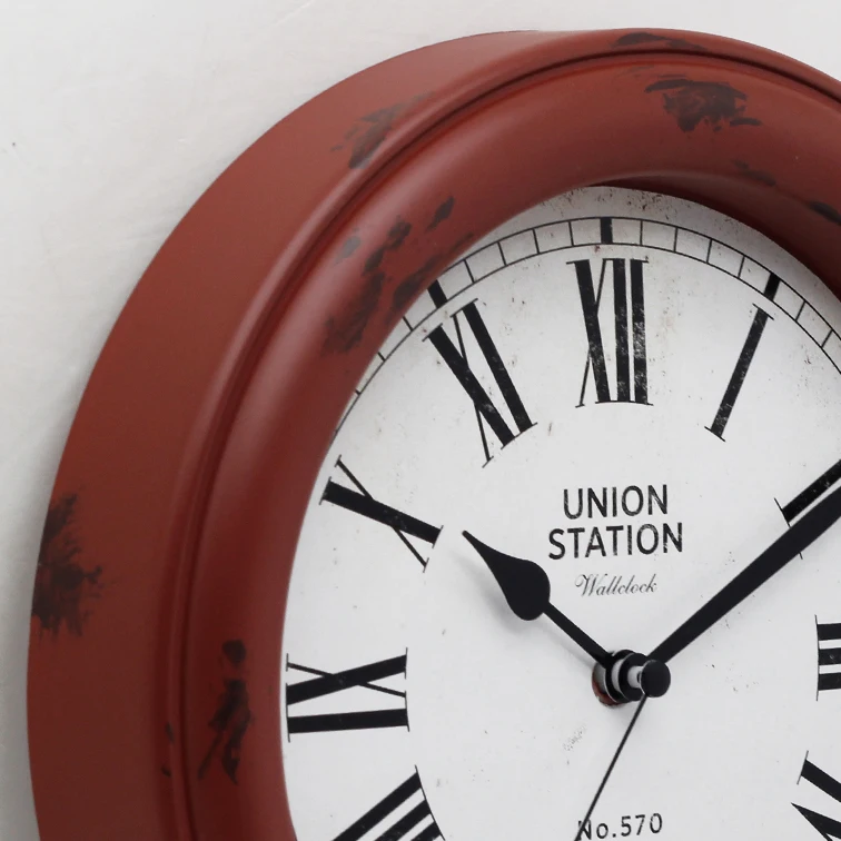 8 Inch Red Antique Wall Clock - Perfect for Home Decor