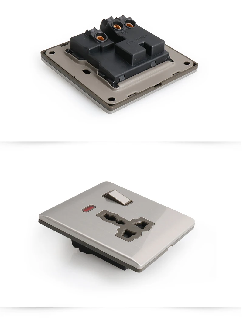 icombo 不锈钢 13a 多功能开关插座带灯