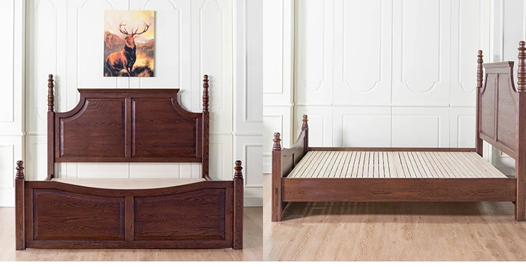 New style latest stylish luxury solid wood double bed designs