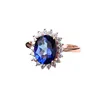 wholesale classic adjustable size zircon gold plated 925 silver natural gemstone blue topaz ring jewelry for women