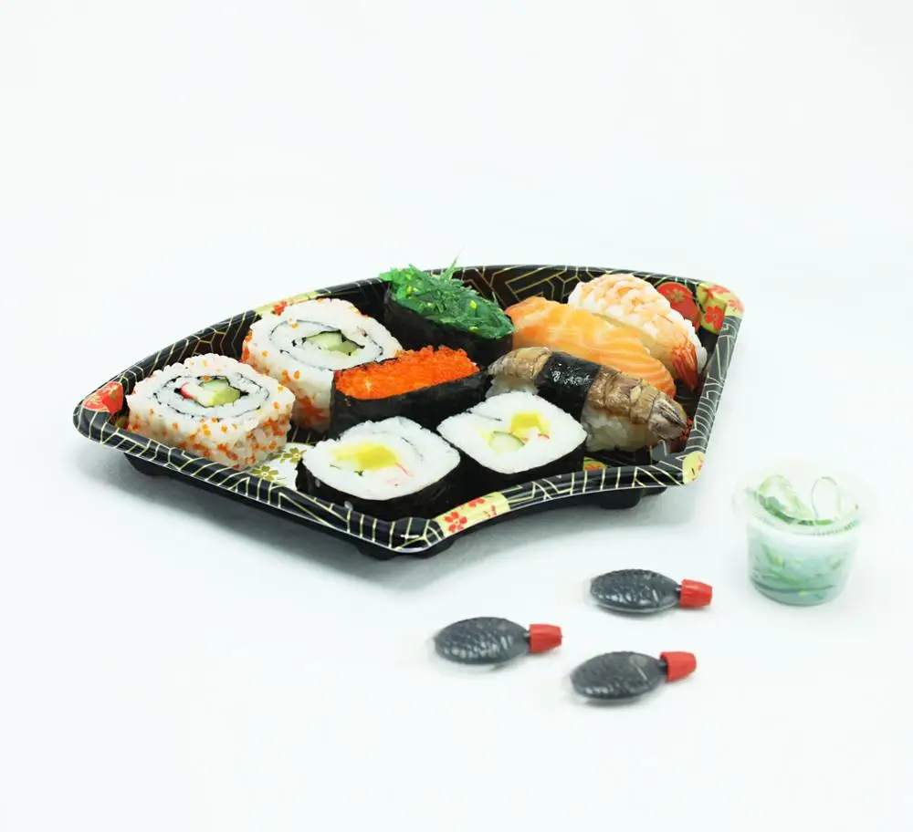 New Design Takeaway Fan-shape Sushi Tray Hp-08 Blister Sushi Container 