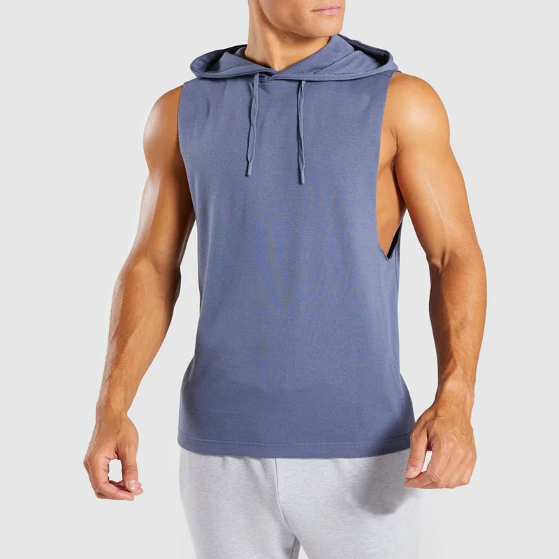 Wholesale Dri Fit Custom Gym Cotton Plain Muscle Mens Sleeveless Hoodie ...