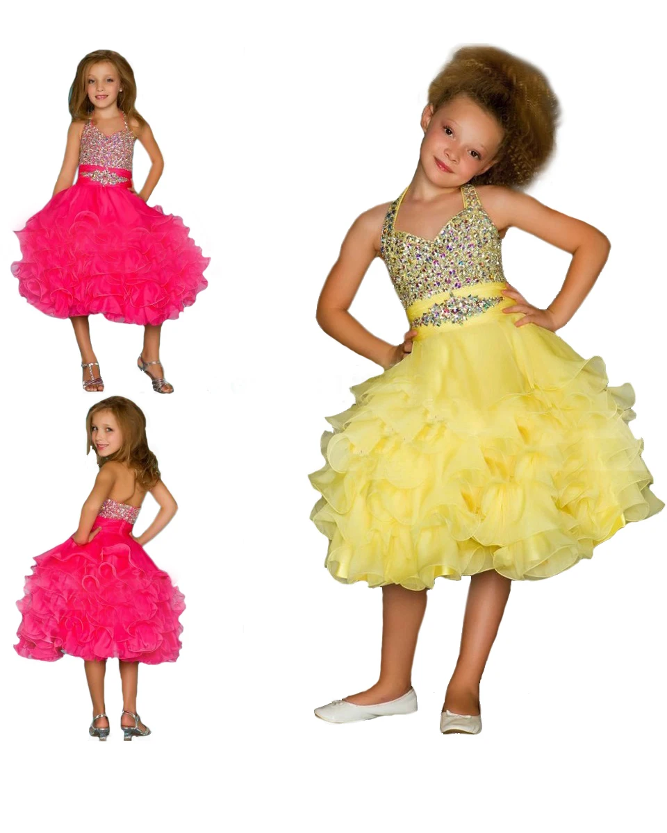 little girl yellow pageant dresses