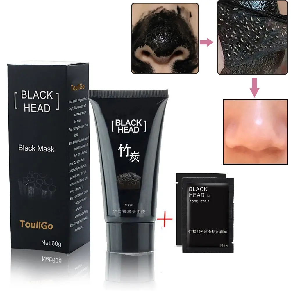 Buy Blackhead Remover Cream Suction Cleaner Black Mask Tearing Resist Oily Skin Strawberry Nose Purifying Deep Cleansing Acne Remover Black Mud Peel Off Face Mask With 2 Pcs Blackheads Removal Mask Strips In