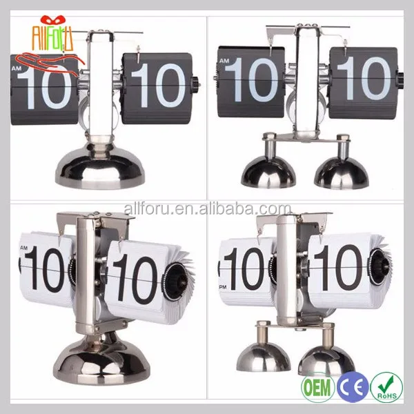 Automatic Page Alarm Stand Clock,Desk Flip Page Clock,Metal Aircraft