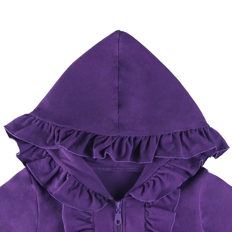 Solid Purple Cotton Kids Warm Ruffle Top Coats Boutique Baby Girl Coat