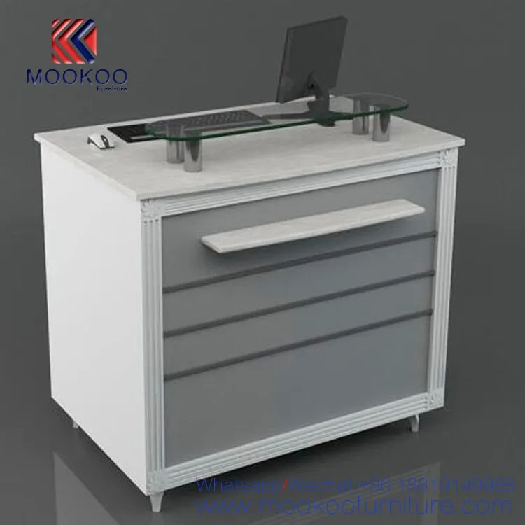 Silvery Glass Retail Cashier Counter With Drawers For Computer - Buy ...