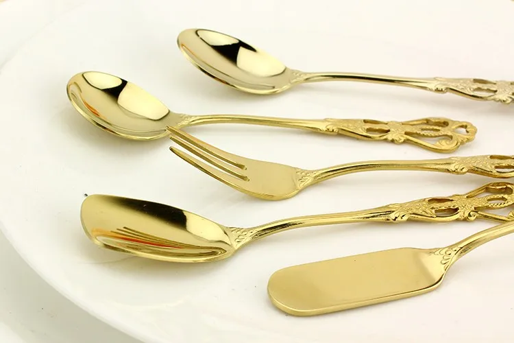Wedding Souvenirs Guests Gold Tea Spoon Stainless Steel Gift Set