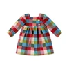Latest Design custom kids girls colorful checked fall plaid polyester dress