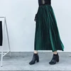 ZH0011X 2017 hot sale pure color loose straight velvet pleated woman skirts