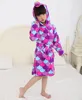 Toddler Girls Boys Hooded Mermaid Bathrobe Kids Animal Mermaid Unicorn Plush Robe Pajamas Sleepwear