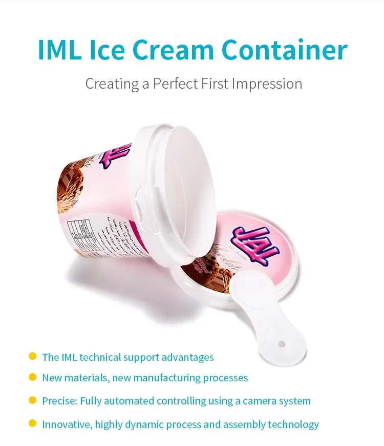 Eco Friendly Customized Frozen Iml Plastic Ice Cream Packaging Containers With Pp Spoon. Buy
