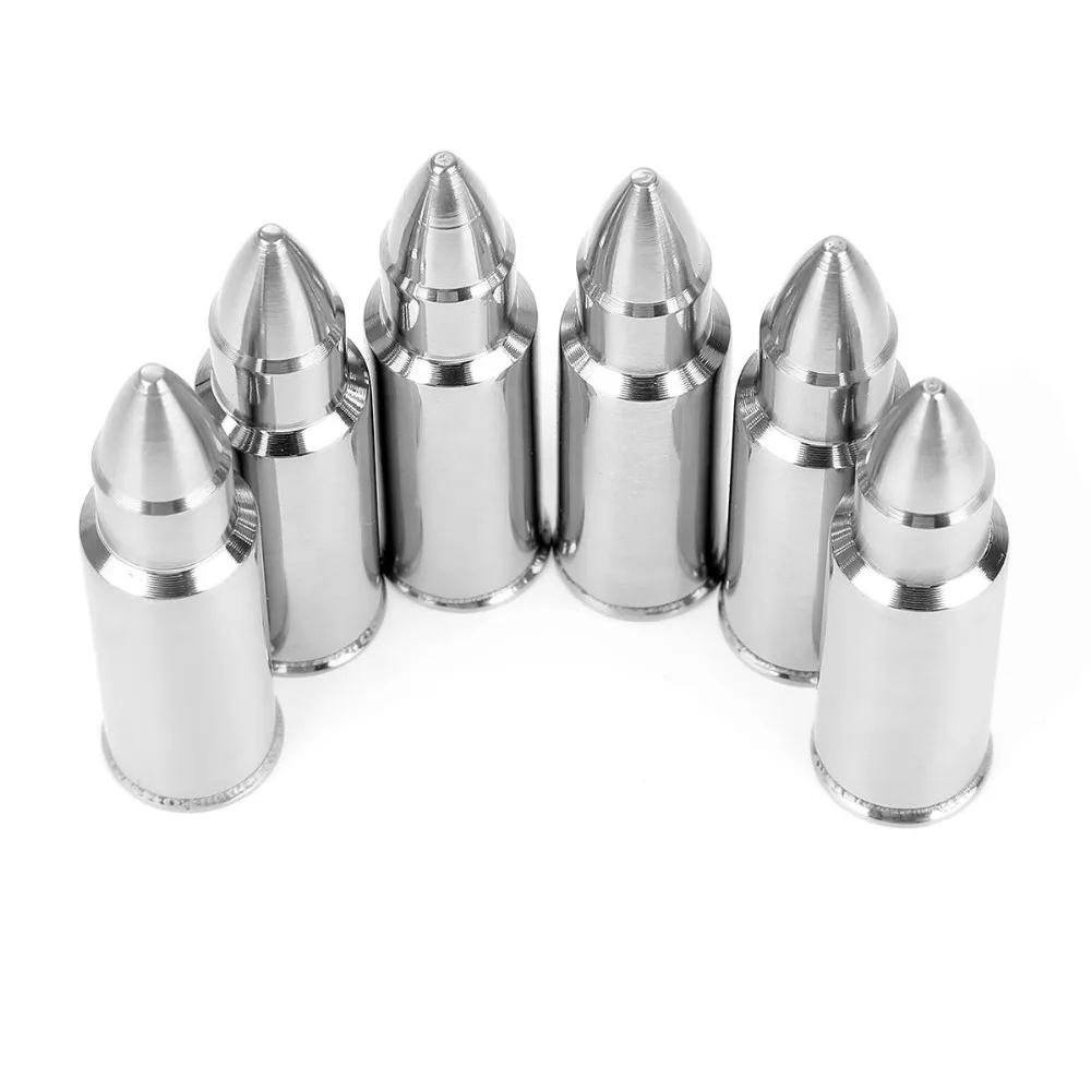 Bullet Shaped Stainless Steel Ice Cubes 6pcs Gift Set With Glass And